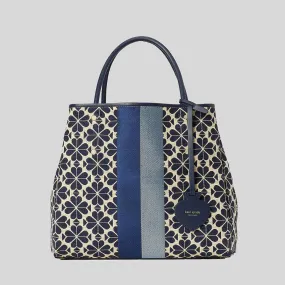 Kate Spade Spade Flower Jacquard Everything Stripe Medium Tote Blue Multi PXRUB289