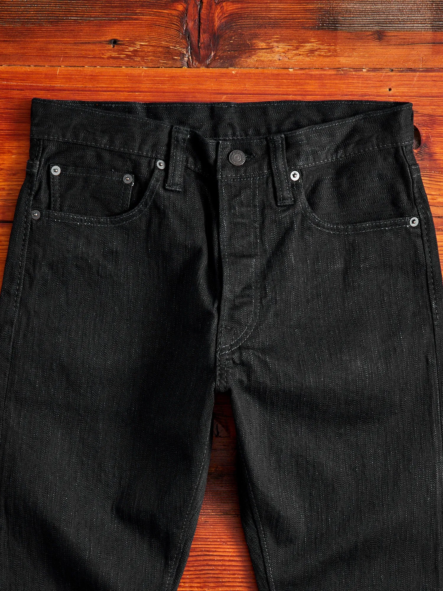 1167-WBK 13oz Rinsed Stretch Double Black Selvedge Denim - Relaxed Tapered Fit