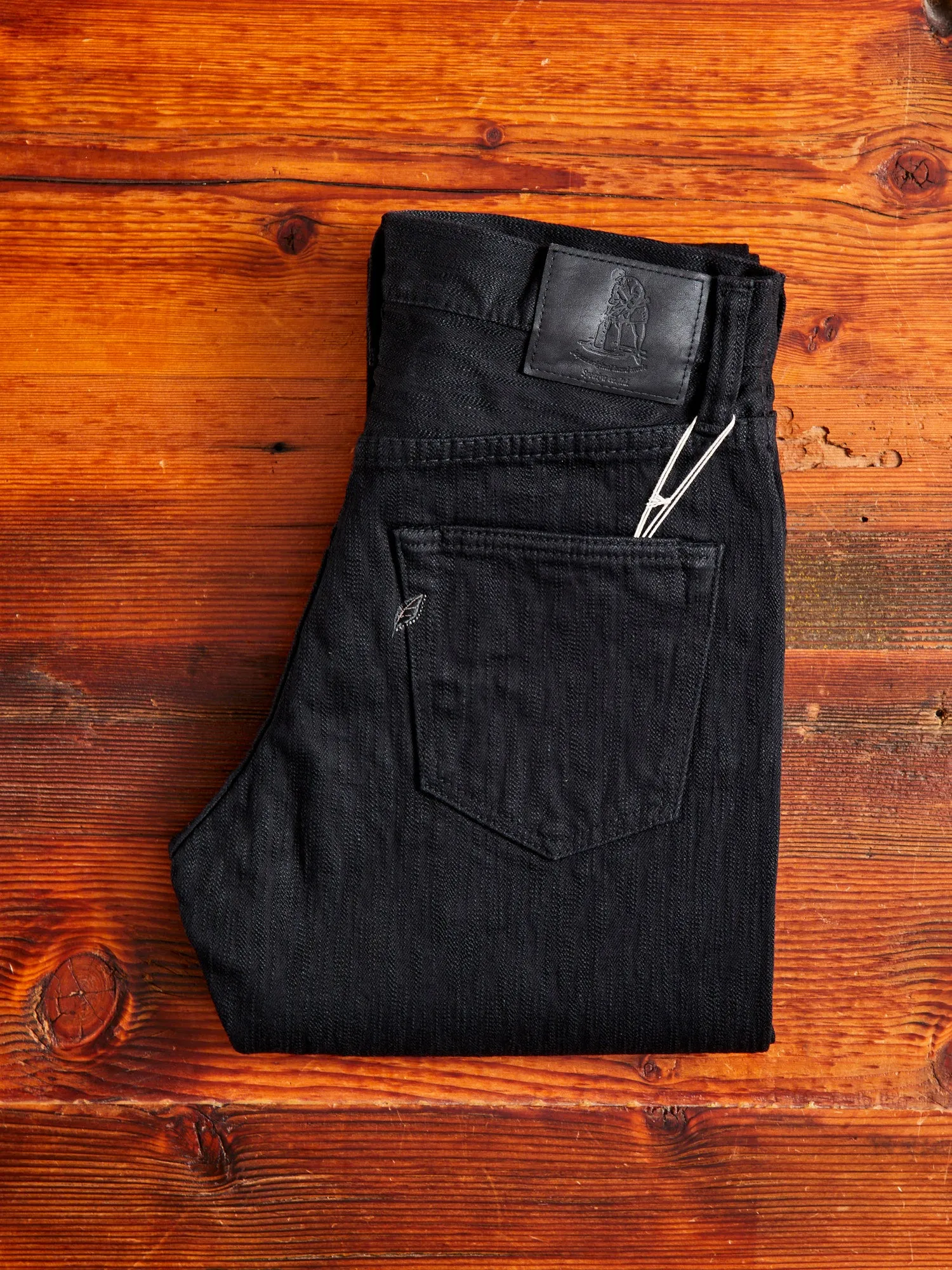 1167-WBK 13oz Rinsed Stretch Double Black Selvedge Denim - Relaxed Tapered Fit