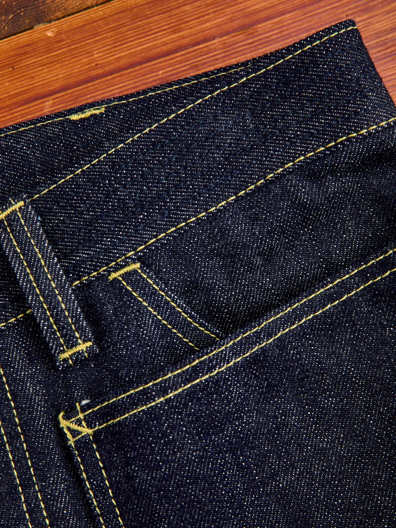 14oz Selvedge Denim Fall Leaf R Pants in Indigo