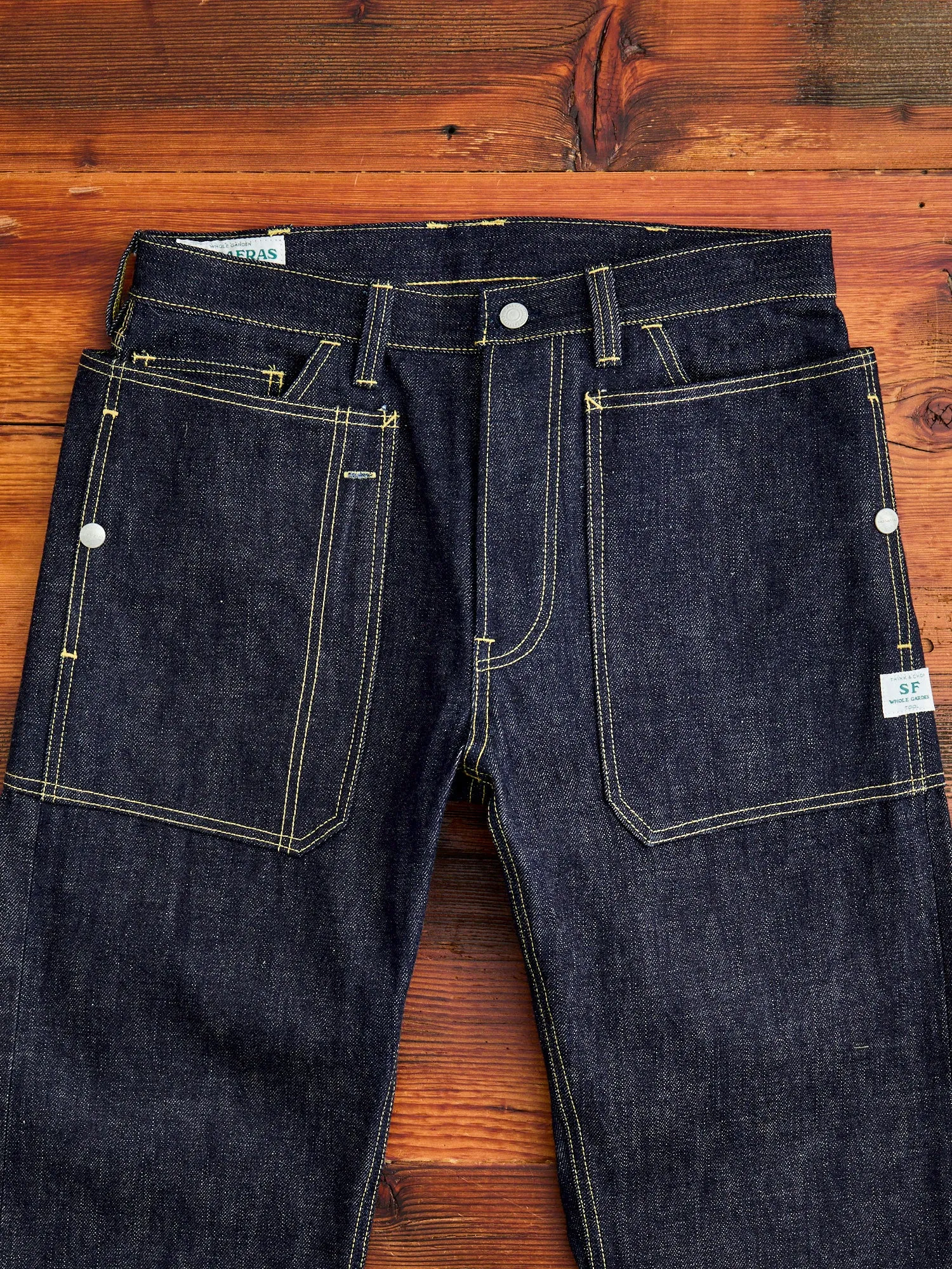 14oz Selvedge Denim Fall Leaf R Pants in Indigo