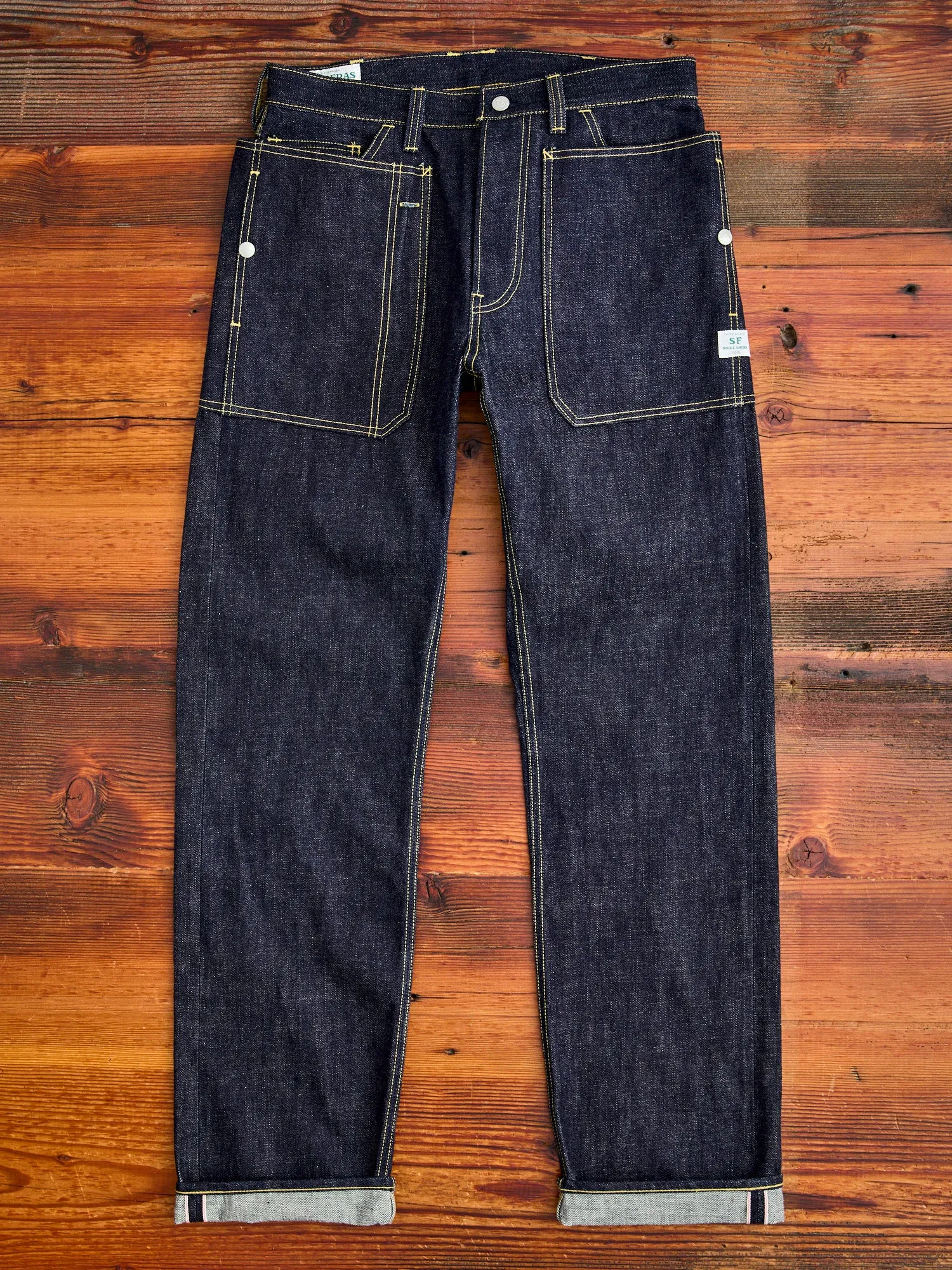 14oz Selvedge Denim Fall Leaf R Pants in Indigo