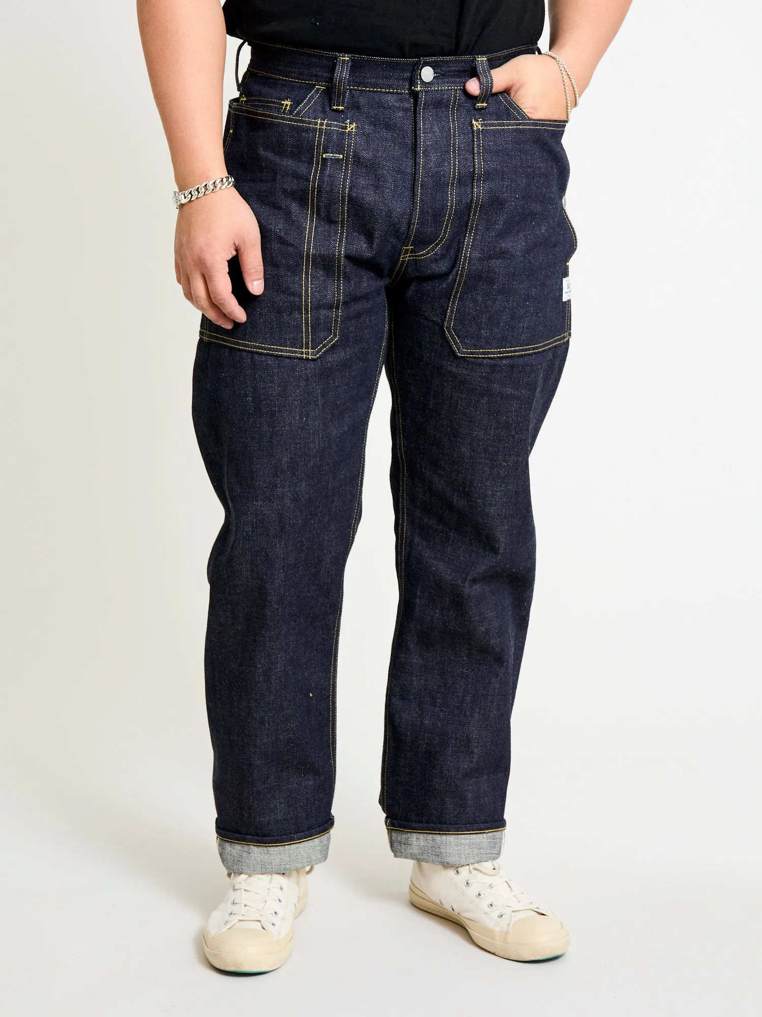 14oz Selvedge Denim Fall Leaf R Pants in Indigo