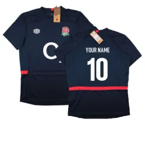 2023-2024 England Rugby Gym Tee (Navy Blazer) (Your Name)