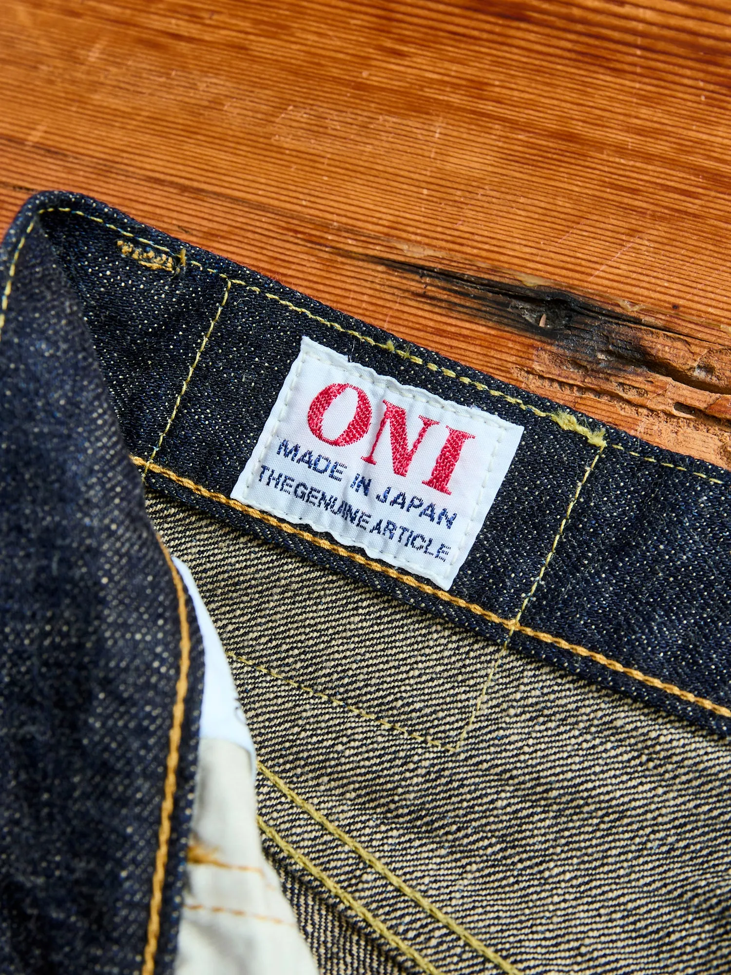 246-14KBE "Blue Oni" Indigo Beige 14oz Selvedge Denim - Clean Straight Fit