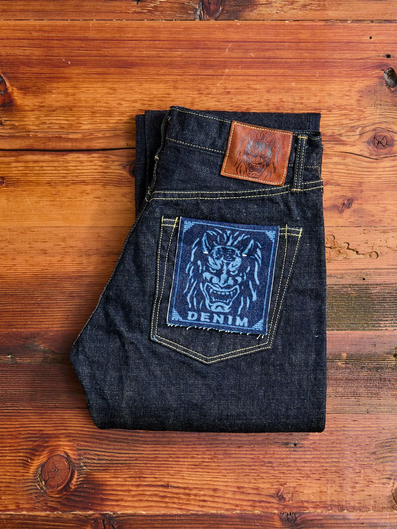 246-14KBE "Blue Oni" Indigo Beige 14oz Selvedge Denim - Clean Straight Fit