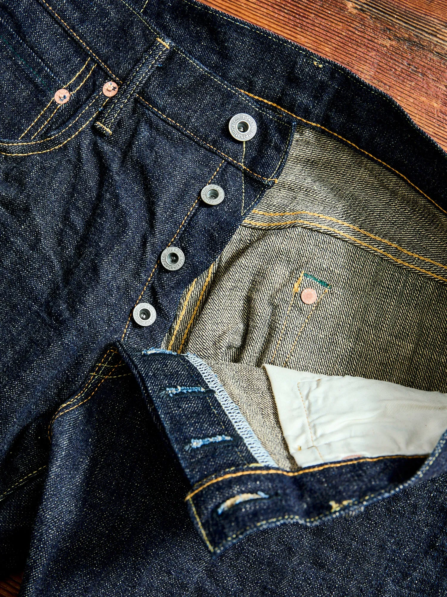 622-14KBE "Blue Oni" Indigo Beige 14oz Selvedge Denim - Relaxed Tapered