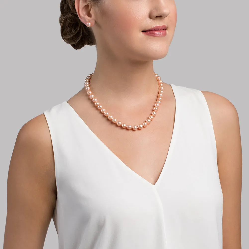 8.5-9.5mm Peach Freshwater Pearl Necklace - AAAA Quality