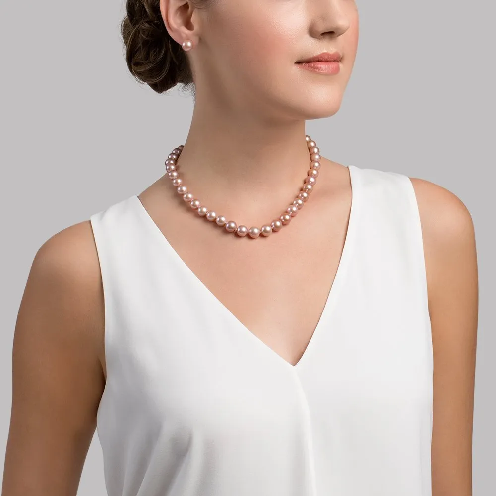 9.5-10.5mm Pink Freshwater Pearl Necklace - AAA Quality