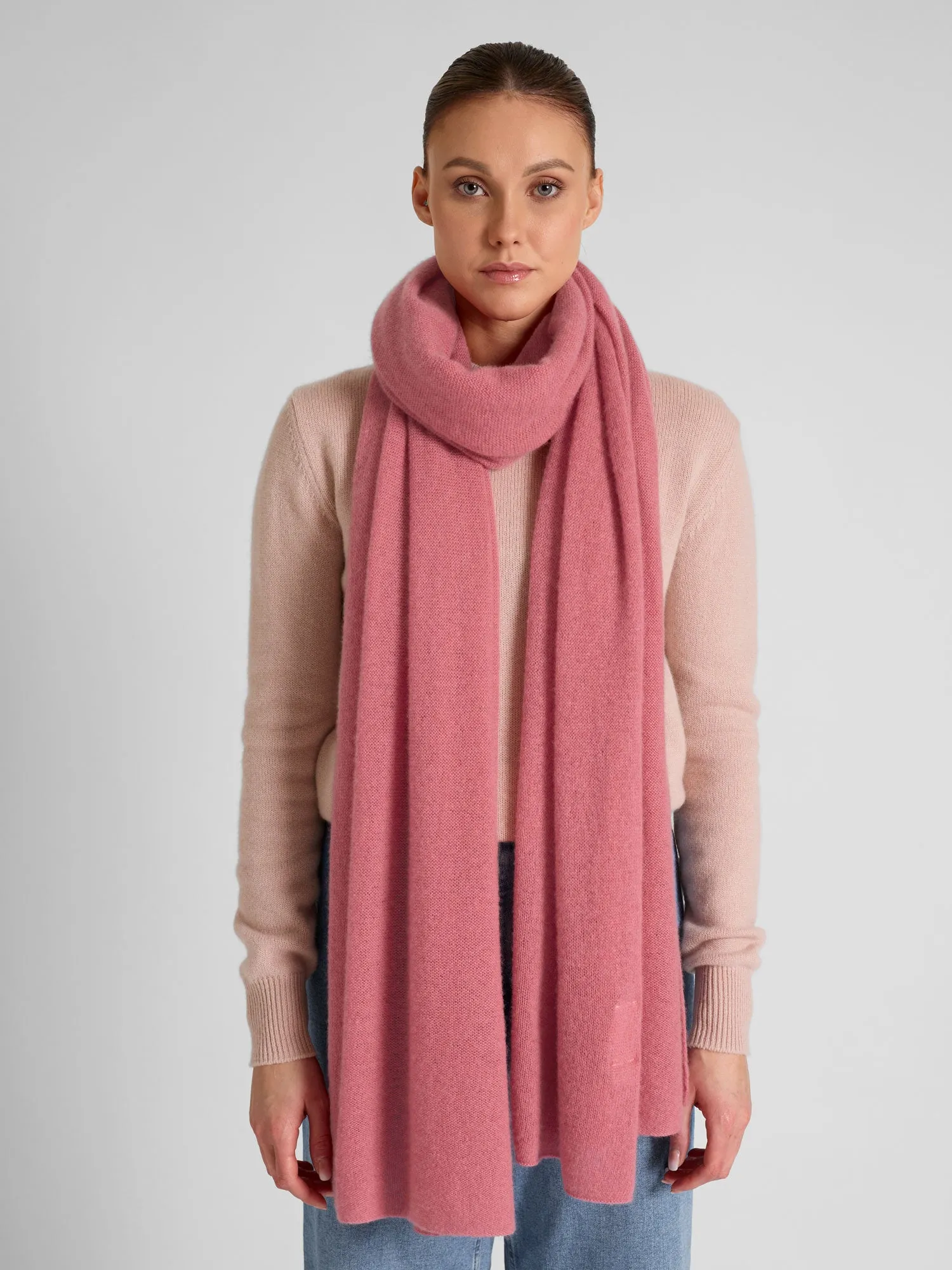 Airy cashmere scarf "Flow" - pink berry