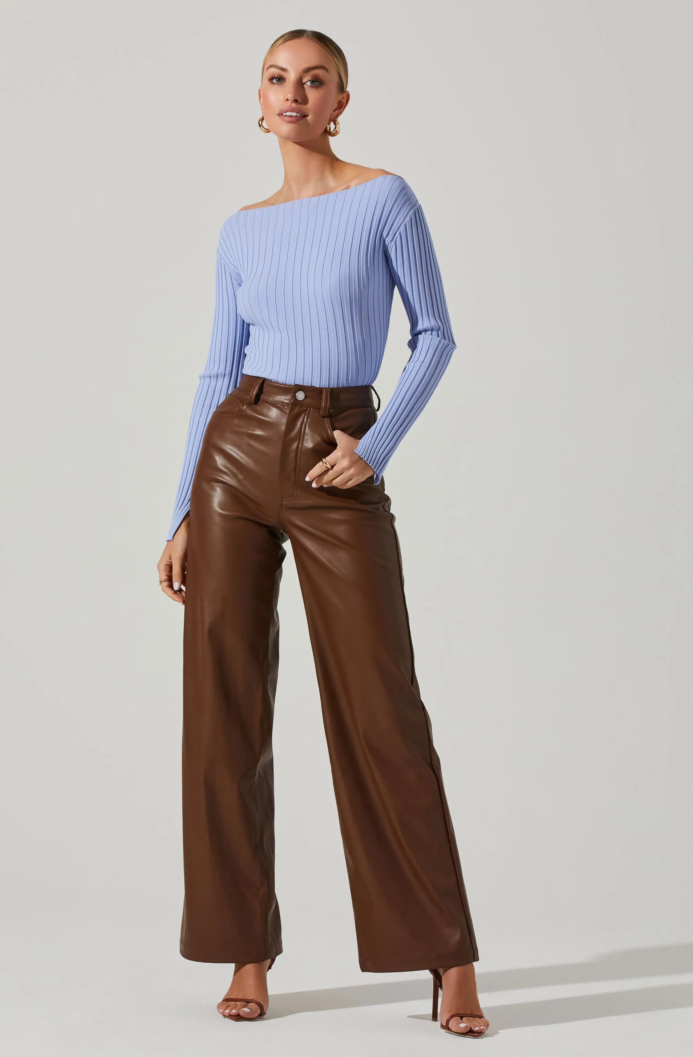 Alessandra Ribbed Off Shoulder Sweater