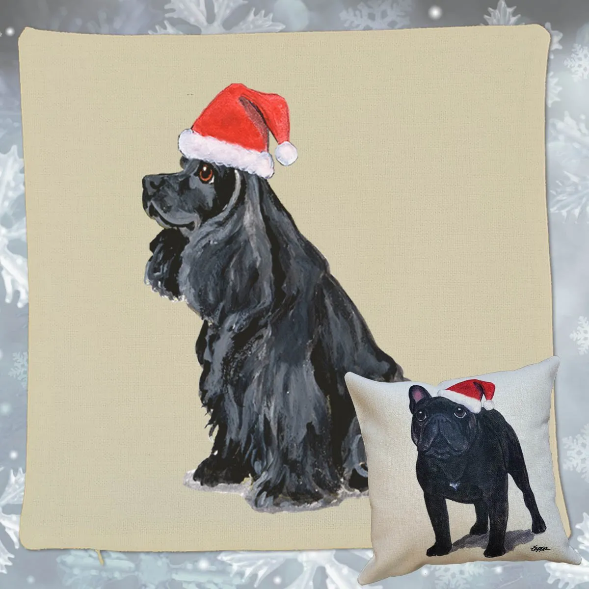 American Cocker Spaniel Santa Pillow Cover