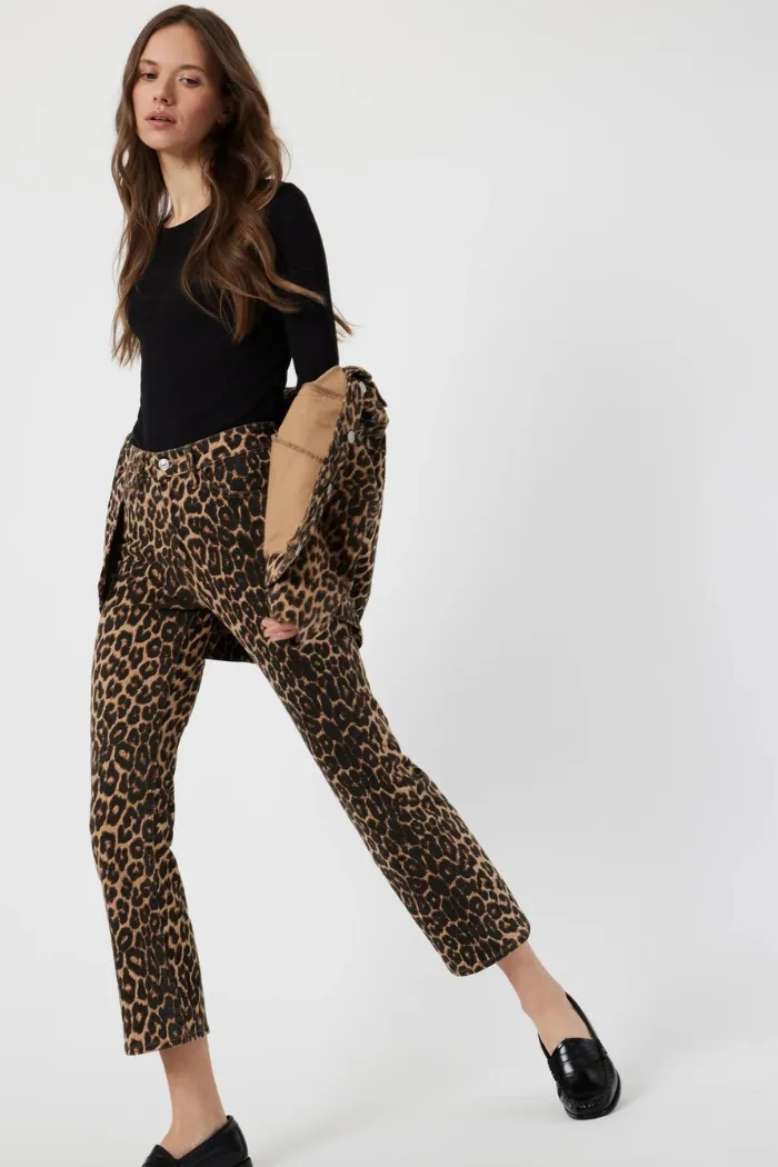 Anika Leopard Cropped Flare Jeans