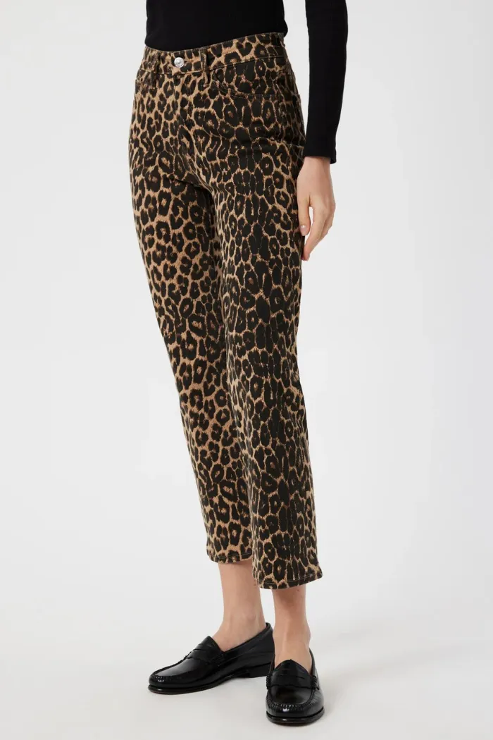 Anika Leopard Cropped Flare Jeans