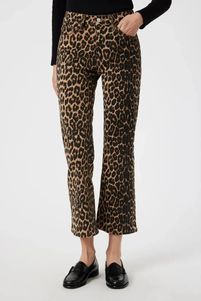 Anika Leopard Cropped Flare Jeans