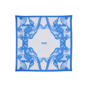 Batch Silk Scarf - Blue Fans