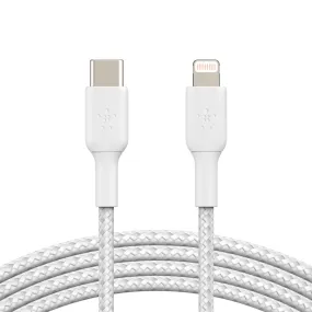 Belkin 1 Meter USB-C to Lightning Cable Boost Charge Braided - White