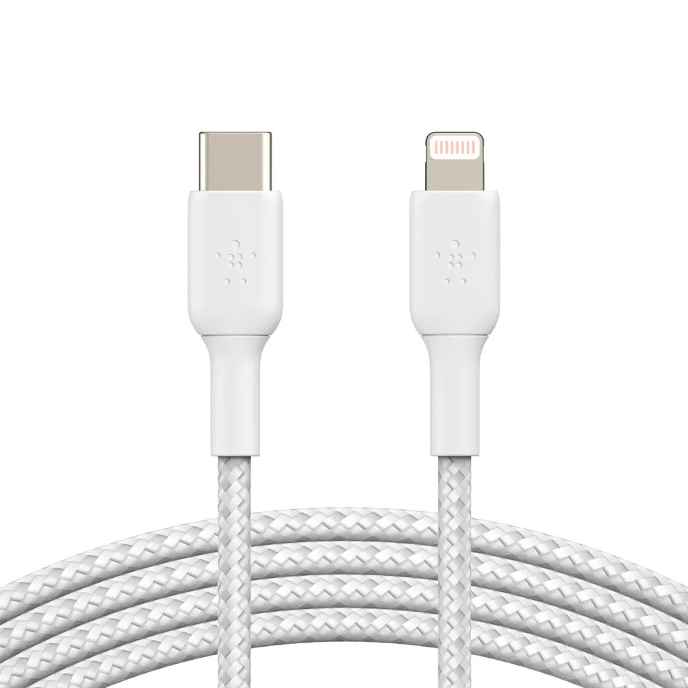 Belkin 1 Meter USB-C to Lightning Cable Boost Charge Braided - White