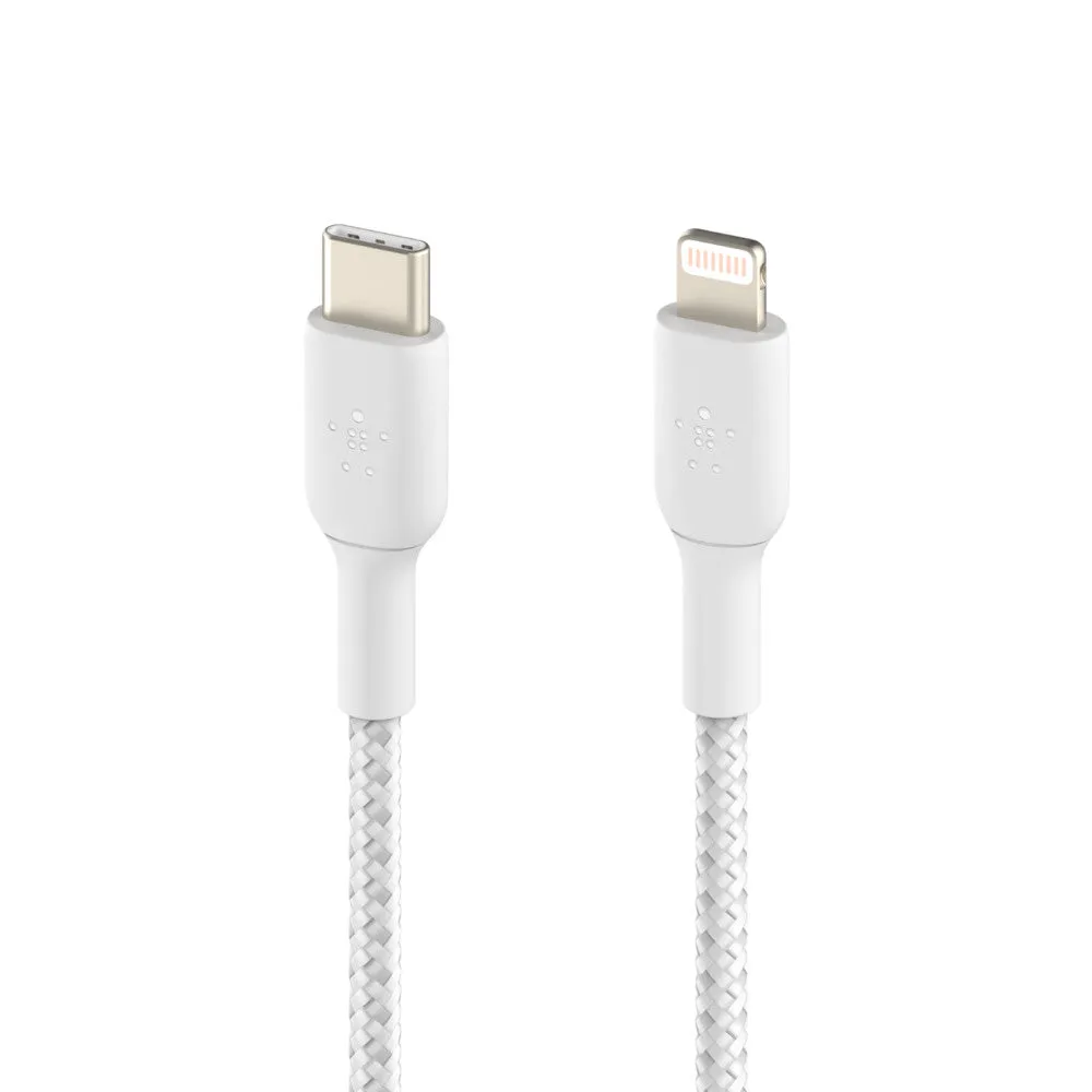 Belkin 1 Meter USB-C to Lightning Cable Boost Charge Braided - White