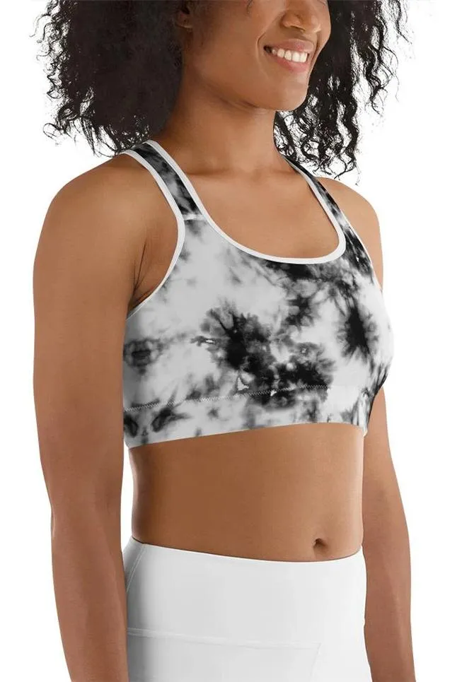 Black & White Tie Dye Sports Bra