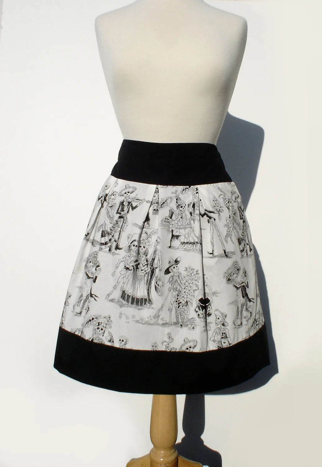 Black and White Catrina Skulls Day of the Dead Skirt #S-RS720