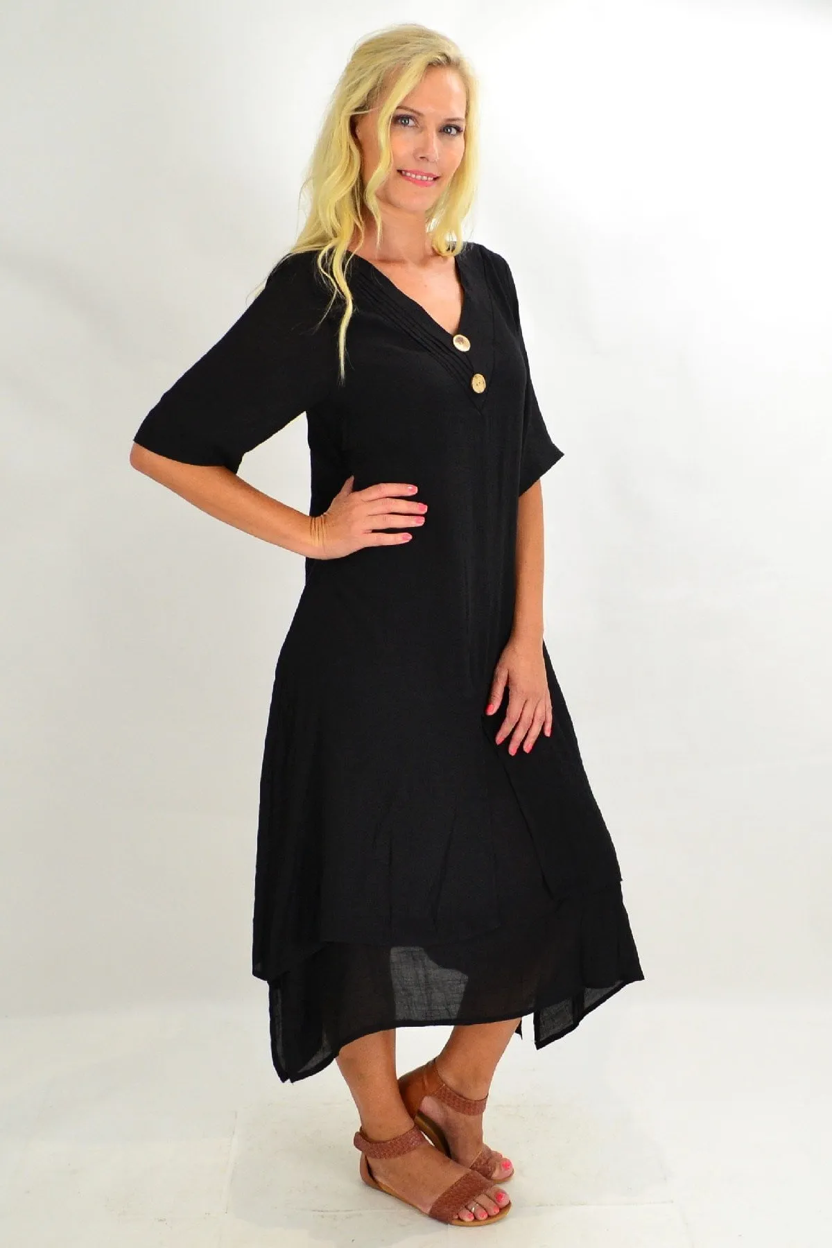 Black Coconut Overlay Tunic Dress