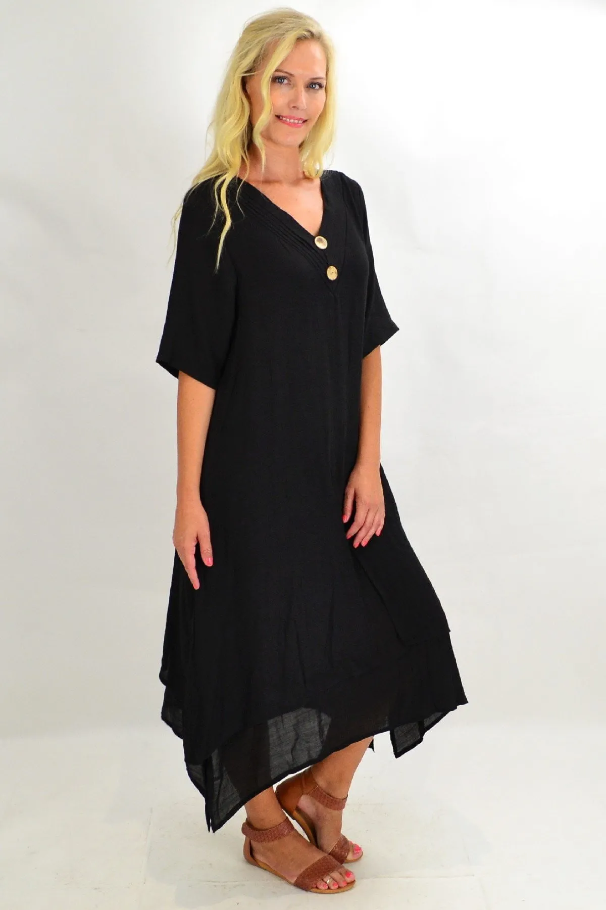 Black Coconut Overlay Tunic Dress