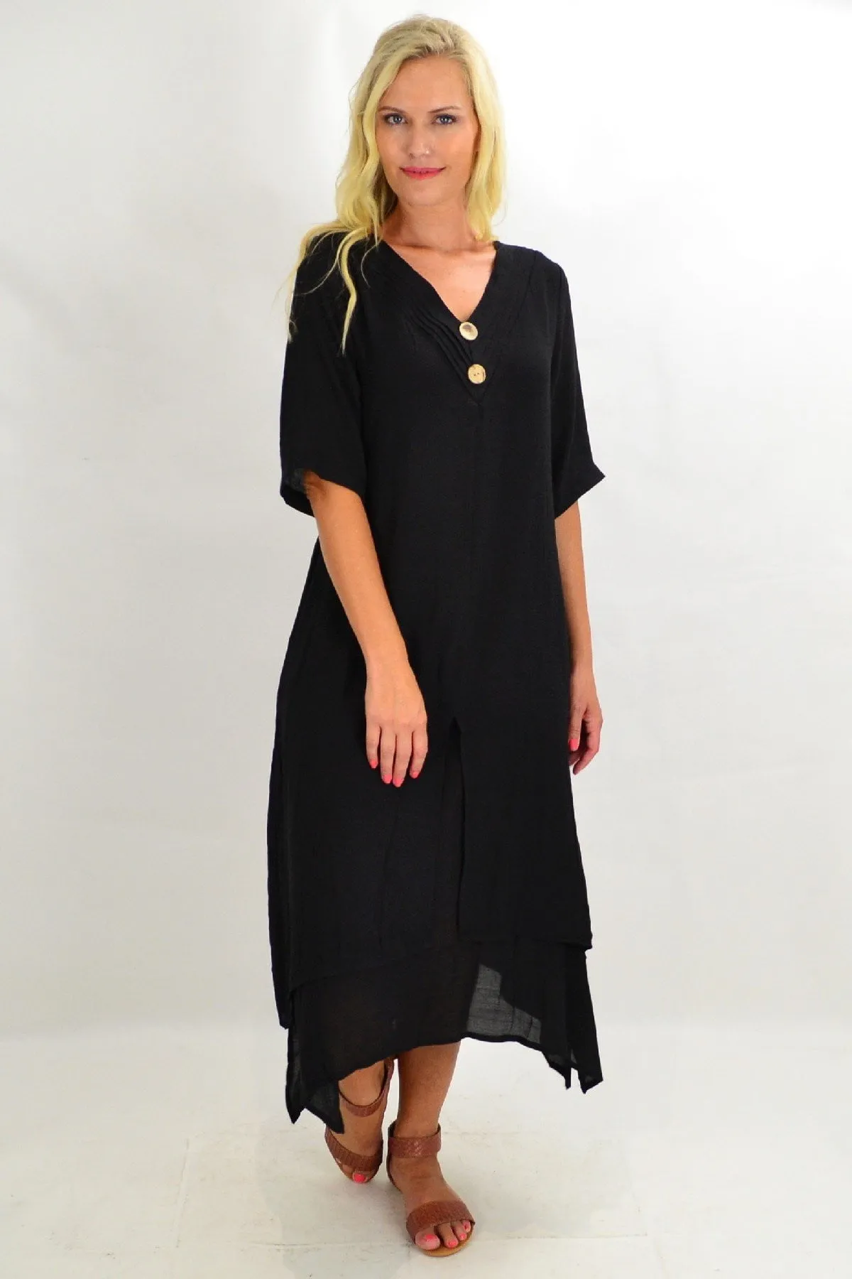 Black Coconut Overlay Tunic Dress