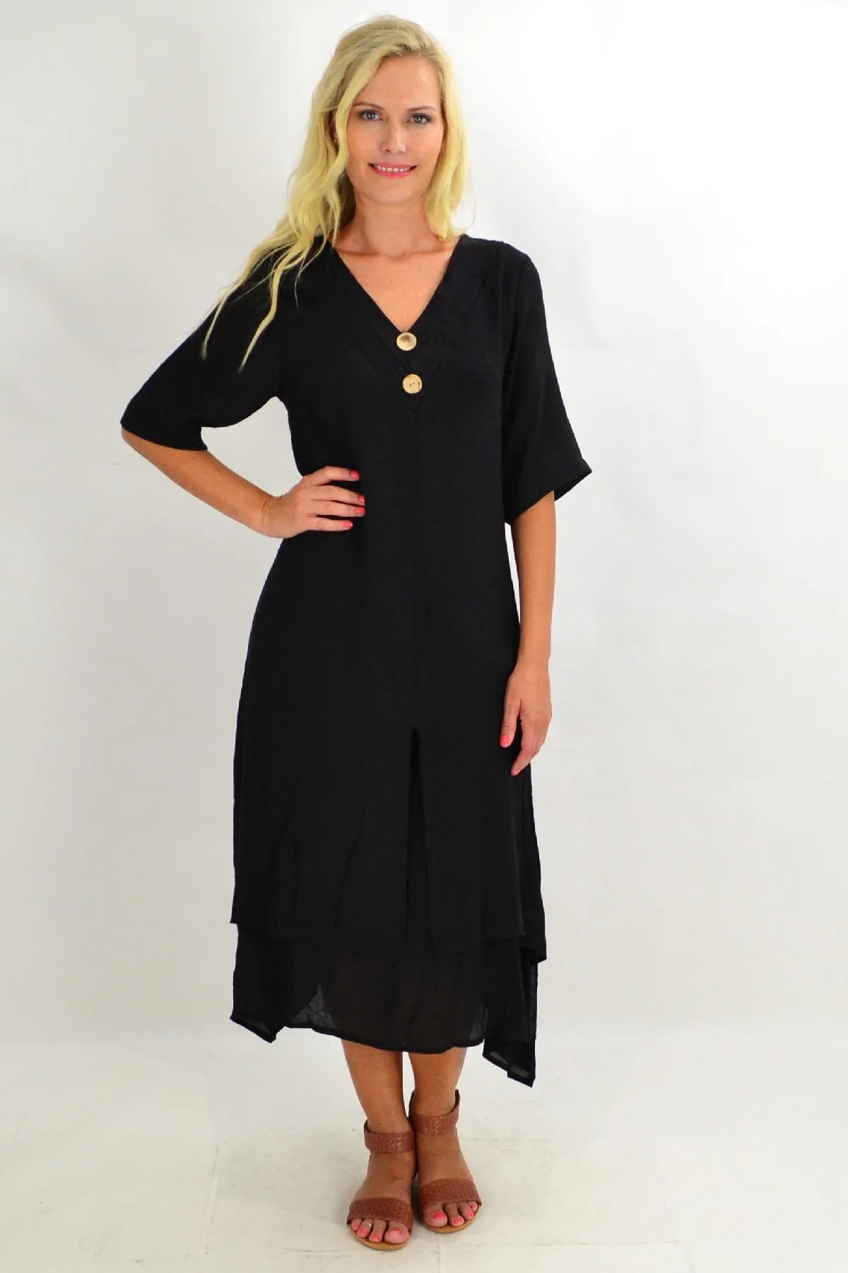 Black Coconut Overlay Tunic Dress