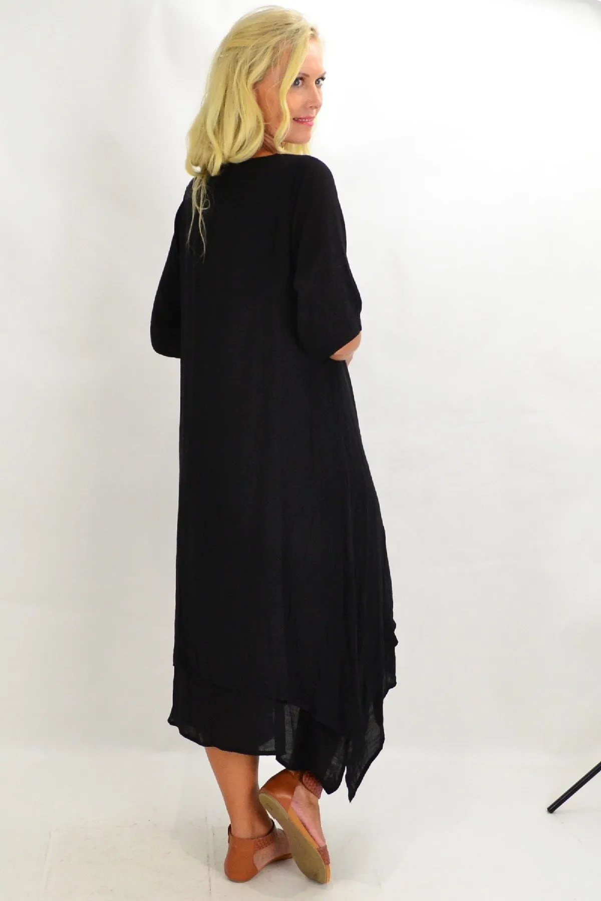 Black Coconut Overlay Tunic Dress