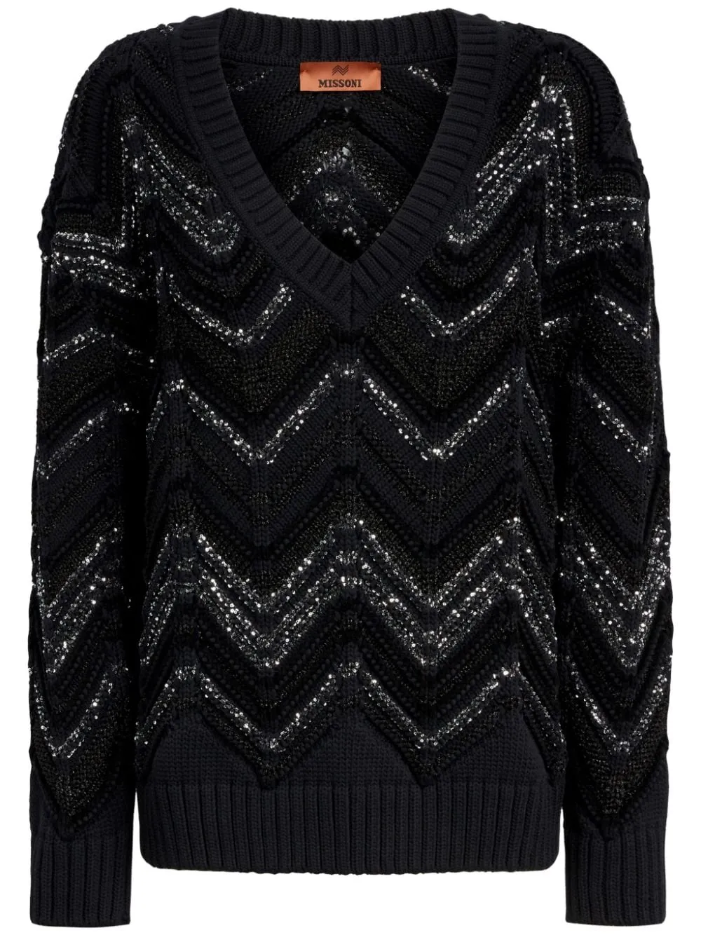 BLACK KNITTED SWEATER WITH SEQUINS