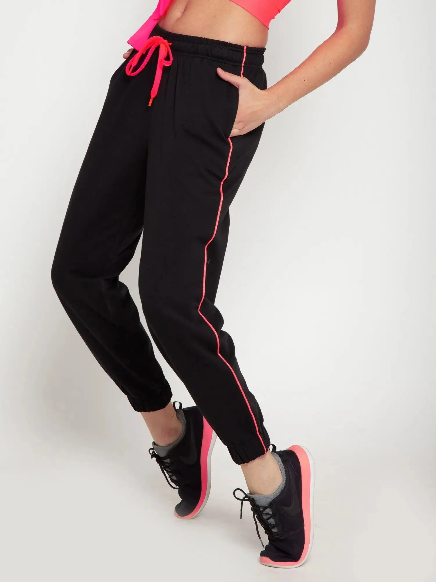 Black with Neon Pink stripe Jogger