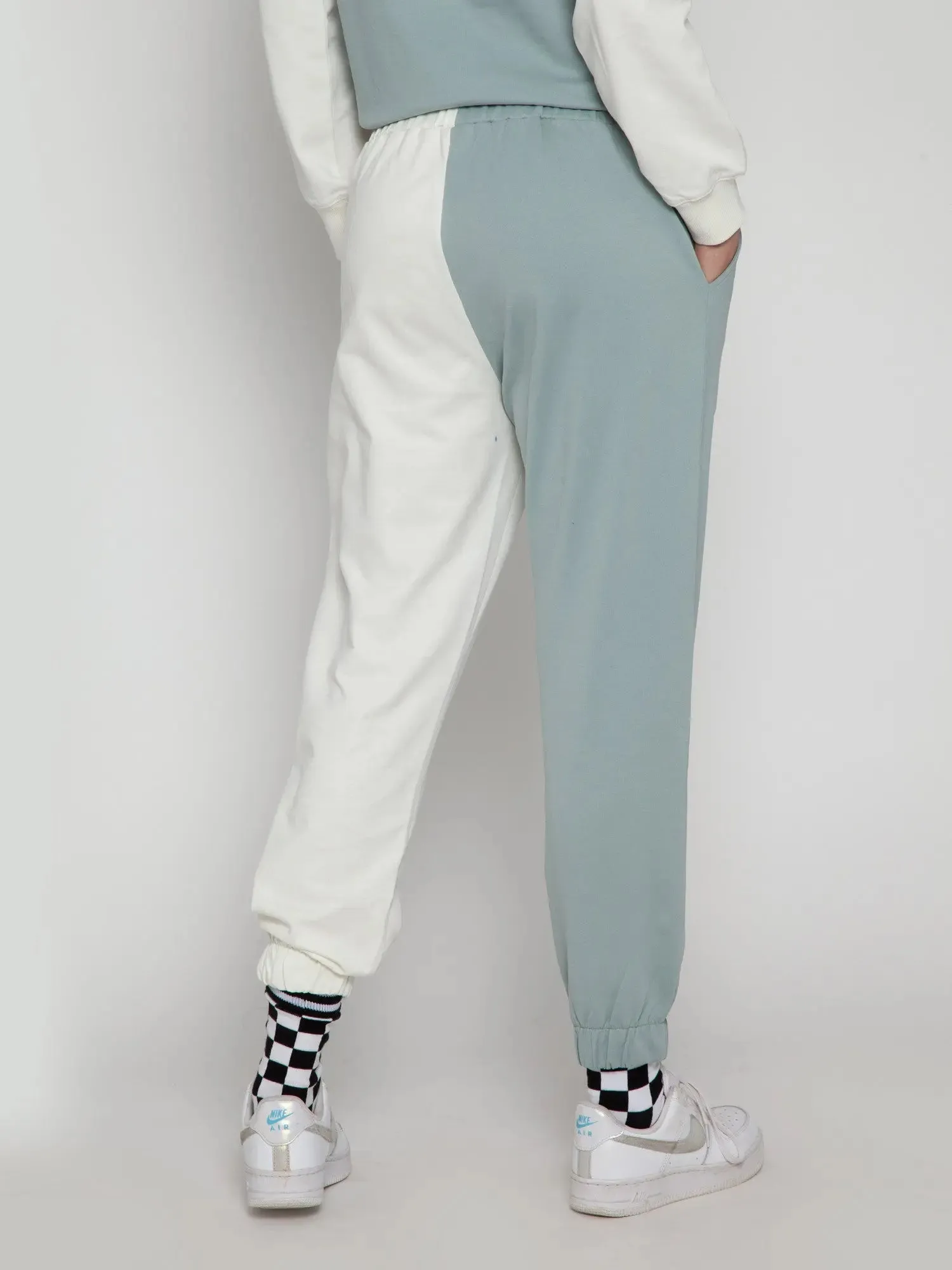 Blue   Cream Split Joggers