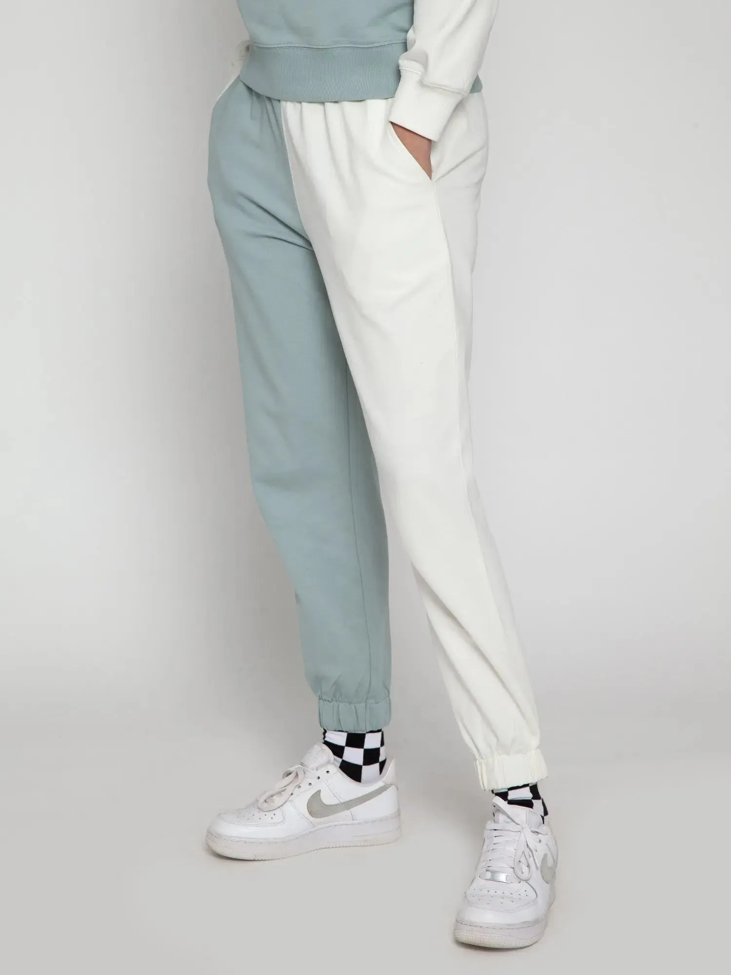 Blue   Cream Split Joggers