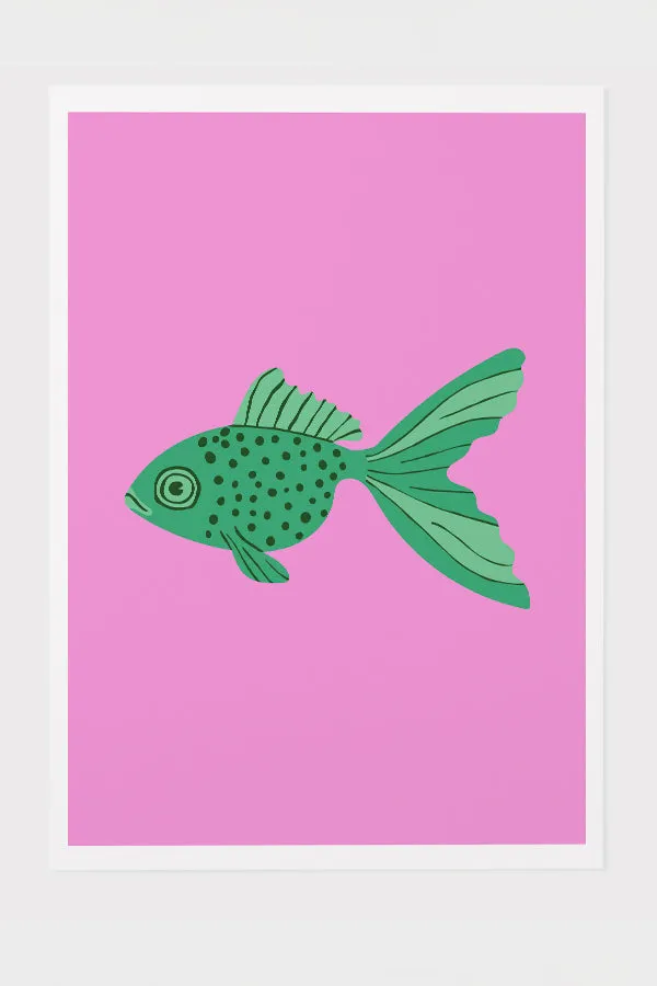 Bold Graphic Goldfish Giclée Art Print Poster (Pink)