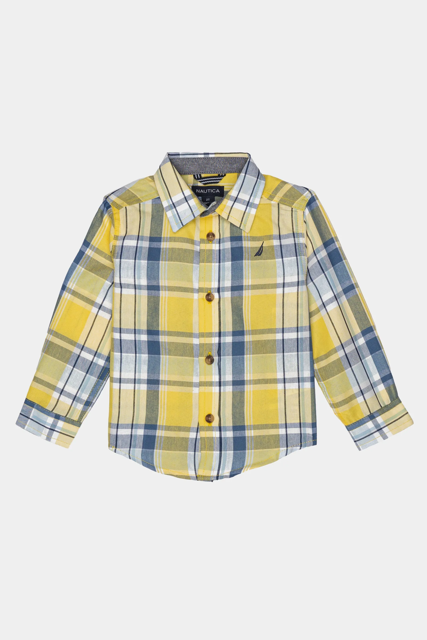 Boys Long Sleeve Bright Woven Plaid Shirt