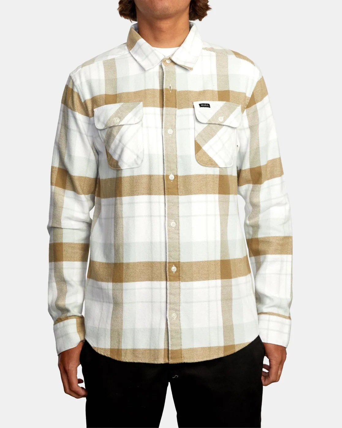 Boys That'll Work Flannel Long Sleeve Shirt - White