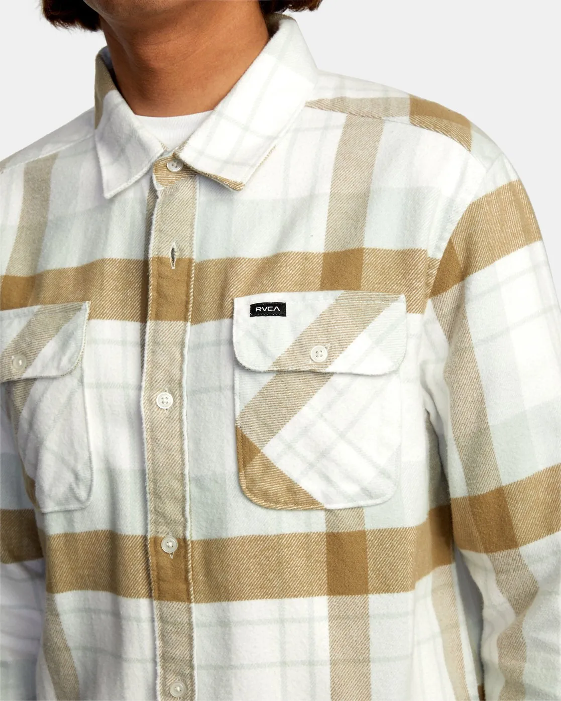 Boys That'll Work Flannel Long Sleeve Shirt - White