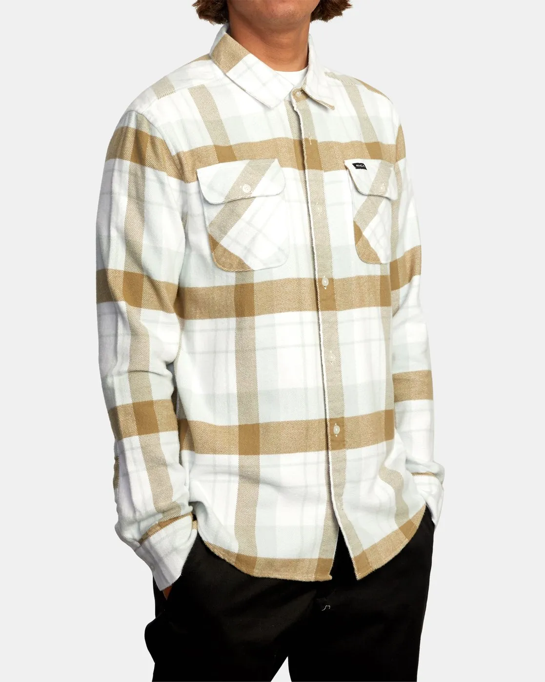 Boys That'll Work Flannel Long Sleeve Shirt - White