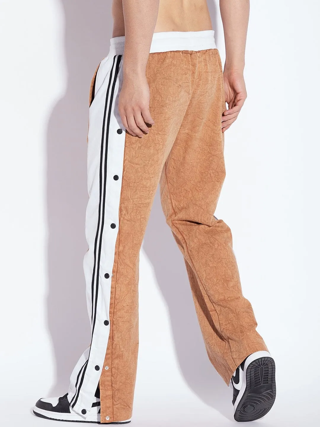 Brick Washed Snapbutton Flared Trackpants