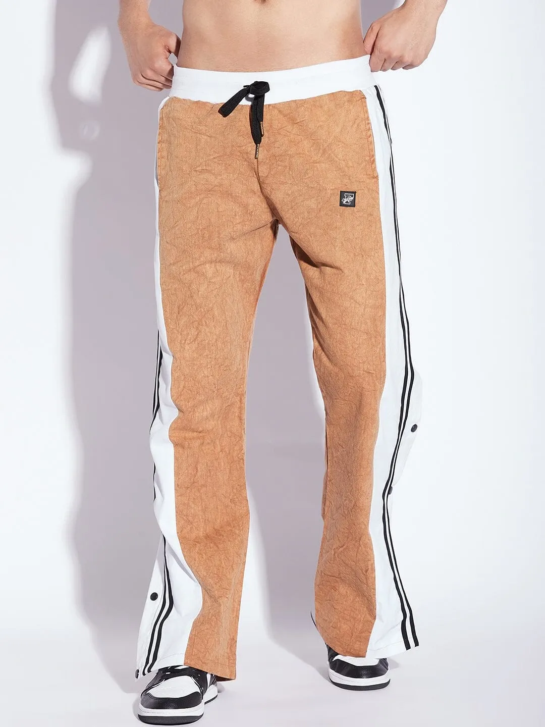 Brick Washed Snapbutton Flared Trackpants