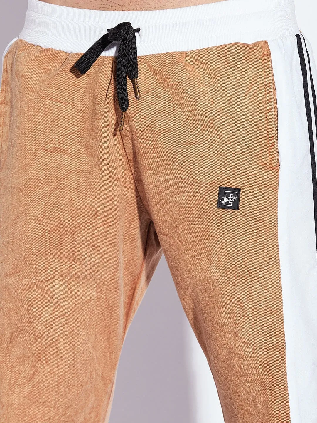 Brick Washed Snapbutton Flared Trackpants