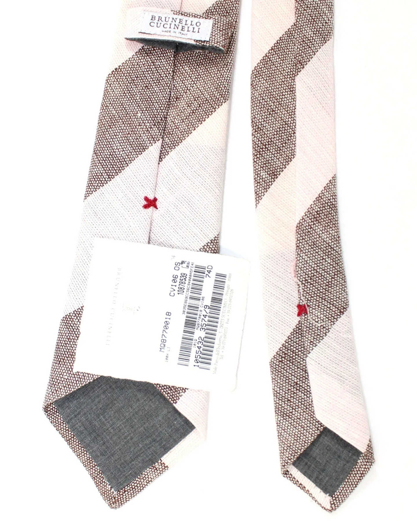 Brunello Cucinelli Linen Necktie Light Pink Stripes FINAL SALE