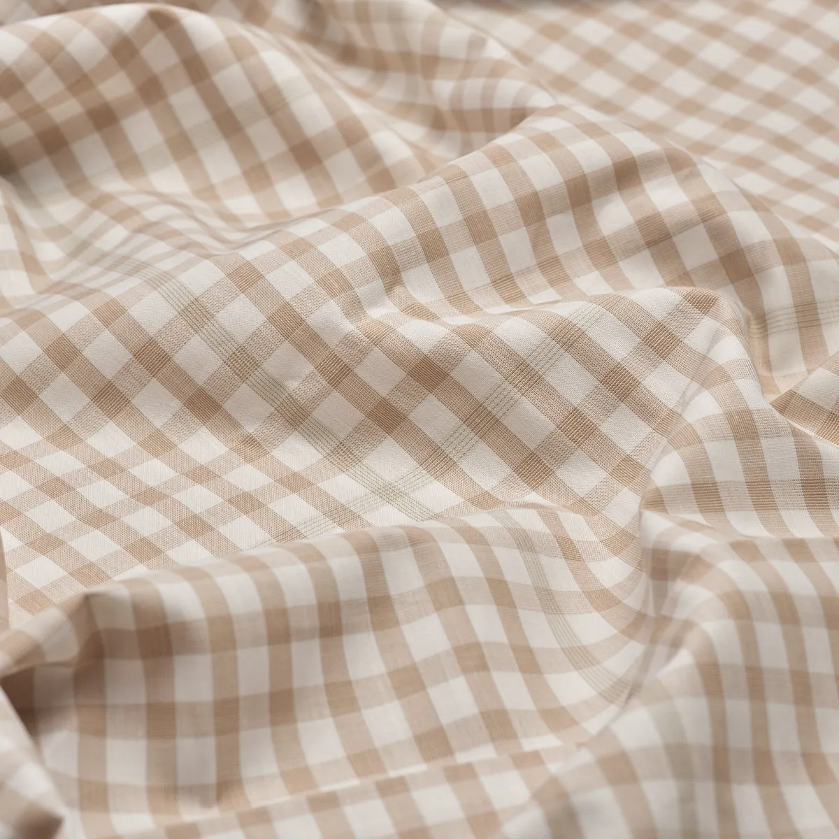 Cafe au Lait Small Gingham Cotton Flat Sheet