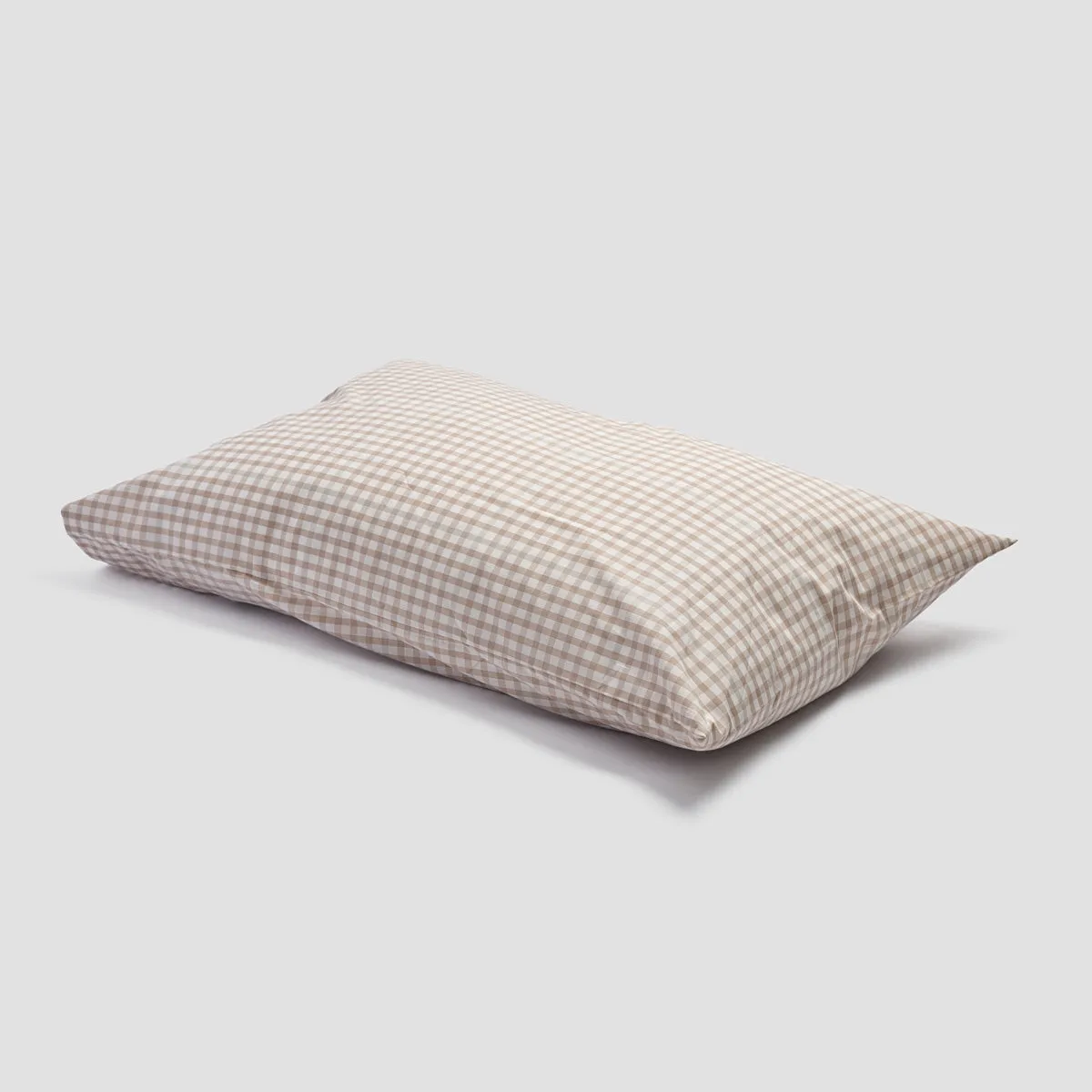 Cafe au Lait Small Gingham Cotton Pillowcase (Pair)