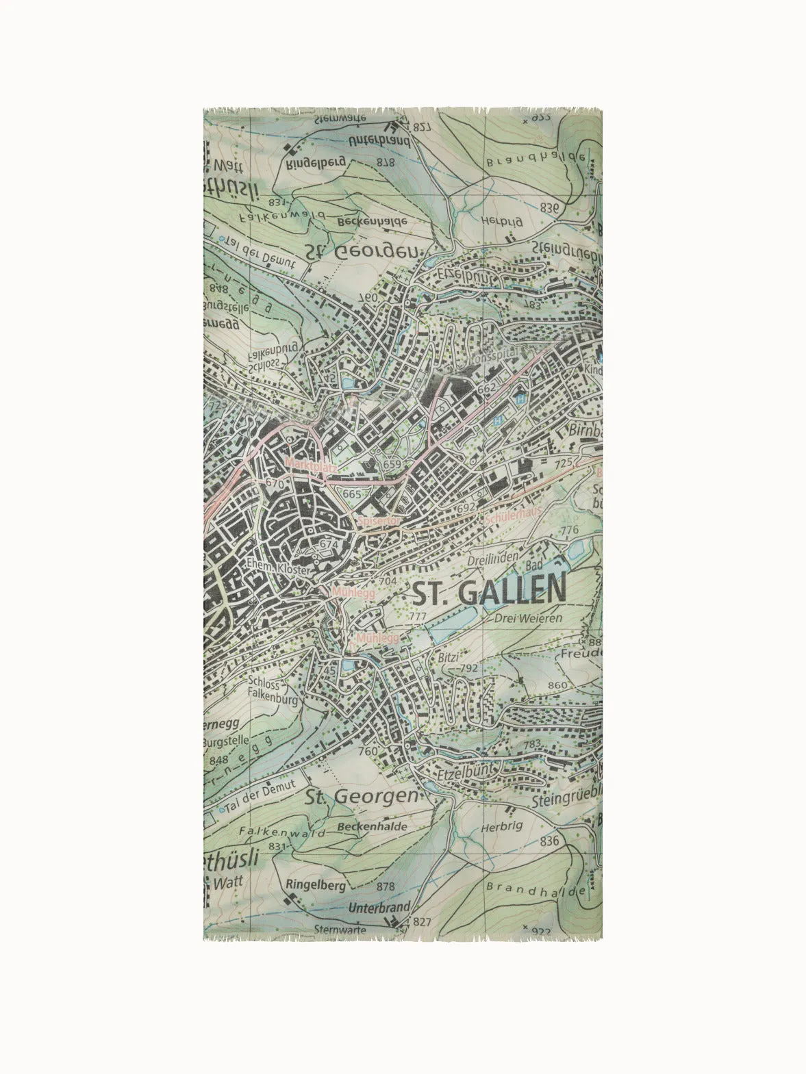 Cashmere Silk St. Gallen Map Print Scarf