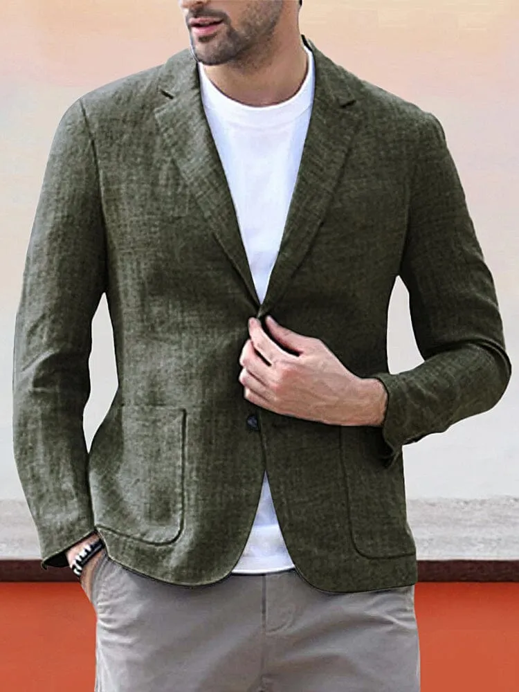 Casual Solid Cotton Blazer