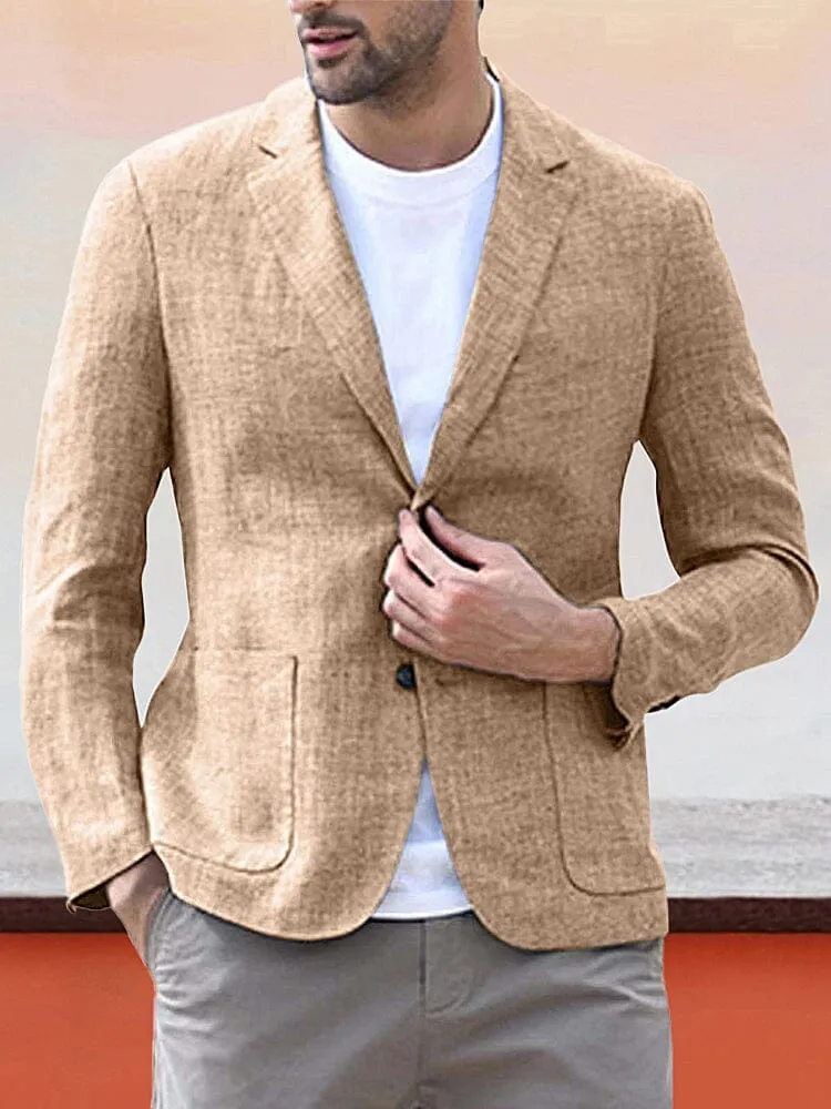 Casual Solid Cotton Blazer