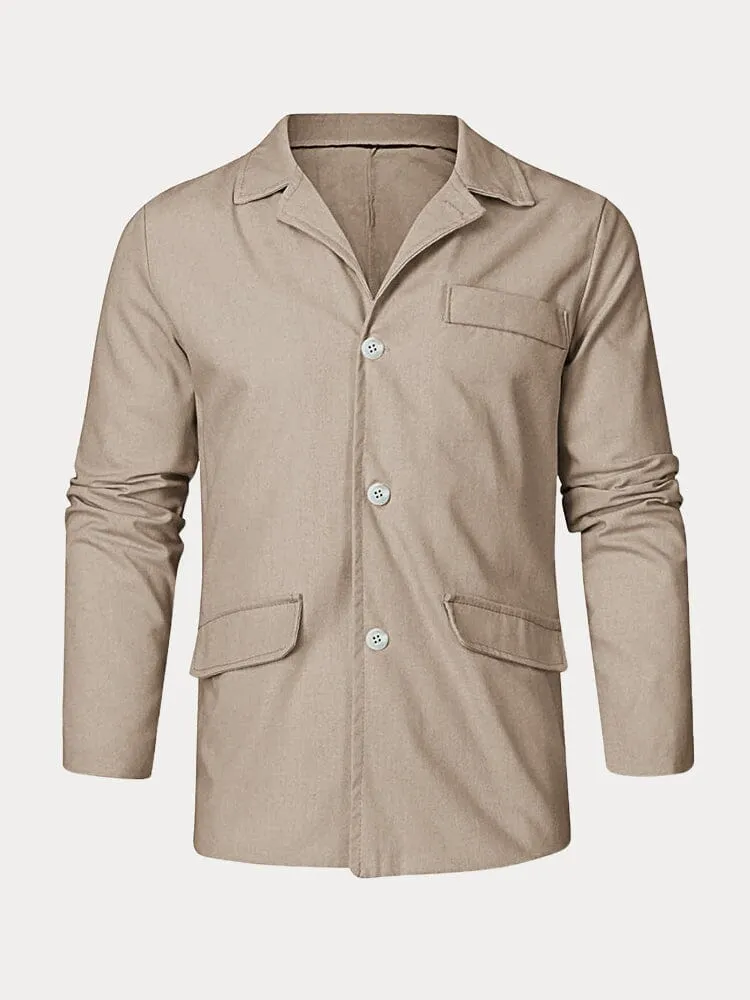 Casual Solid Cotton Linen Blazer