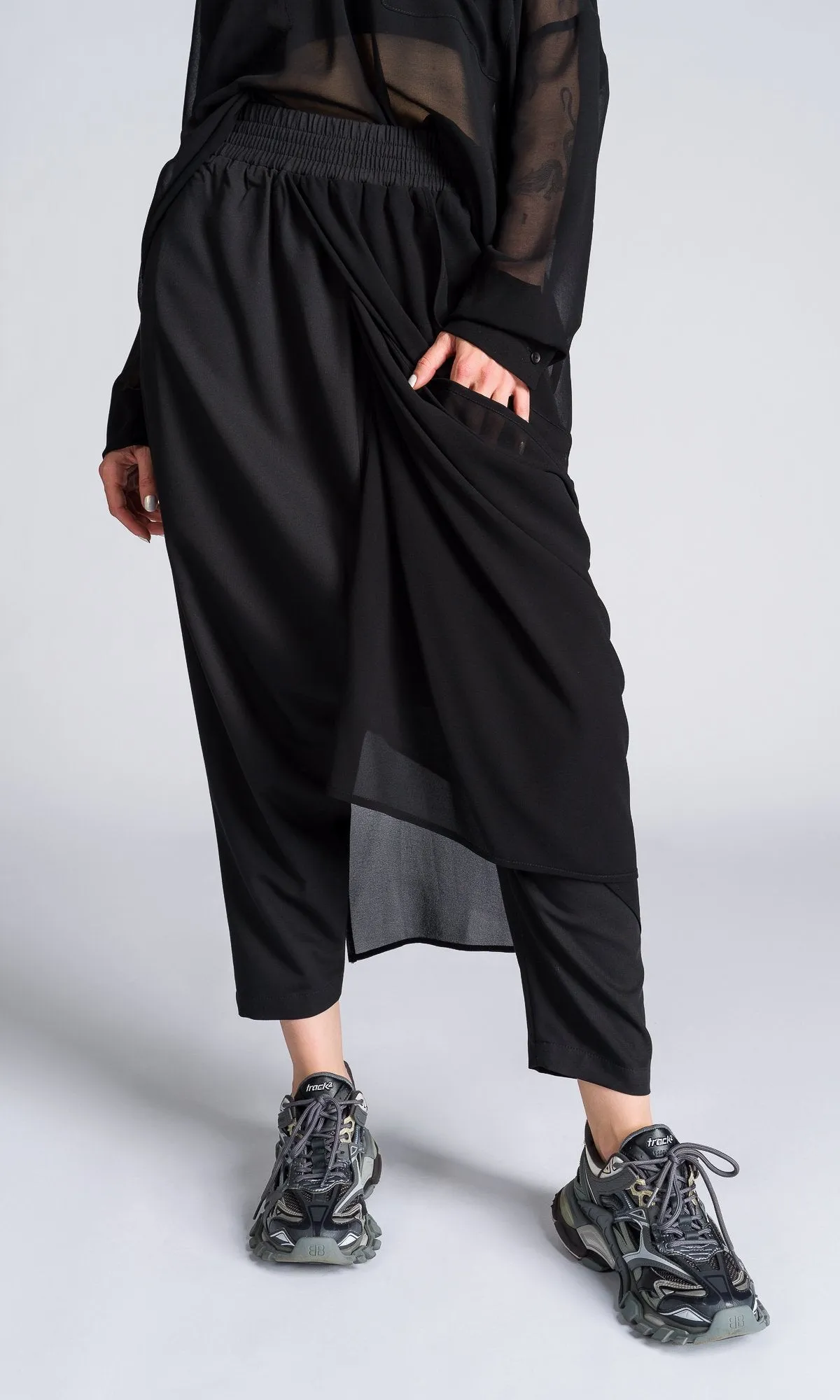 Chiffon Layers Drop Crotch Pants